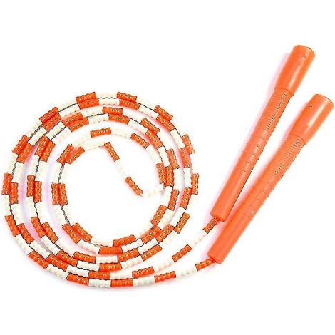 Corde à sauter - Corde à sauter souple avec segments perlés - Corde décorative ajustable et anti-nœuds pour l'entraînement (Orange) (1/4)
