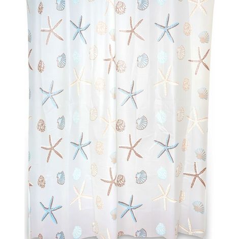 Rideau de douche 240x200 fantaisie plage et mer en peva mod. seychelles