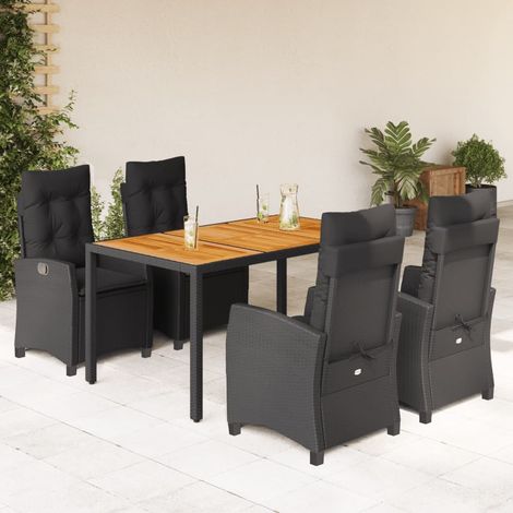 Ensemble à manger de jardin coussins 5 pcs-Salon de jardin Noir Résine tressée 130965 (1/5)