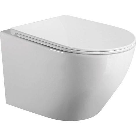 Inodoro Suspendido Empotrado Rimless  Blanco Brillo  Vater Colgante de Cerámica con Montaje a Pared (1/5)