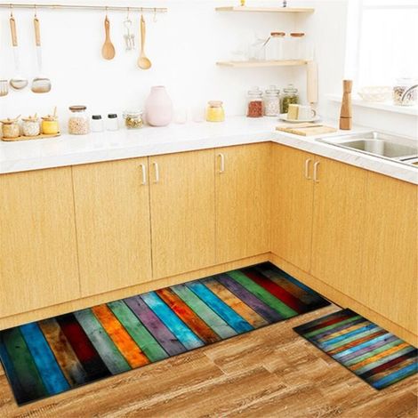 Lot de 2 Tapis de Cuisine Antidérapant en Polyester - 40 x 60 cm et 40 x 120 cm-Ywey (1/3)