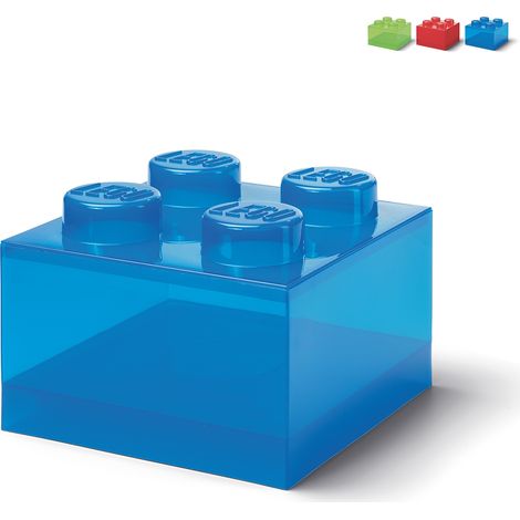 Contenitore trasparente con coperchio LEGO Brick 4 bottoncini - Blu