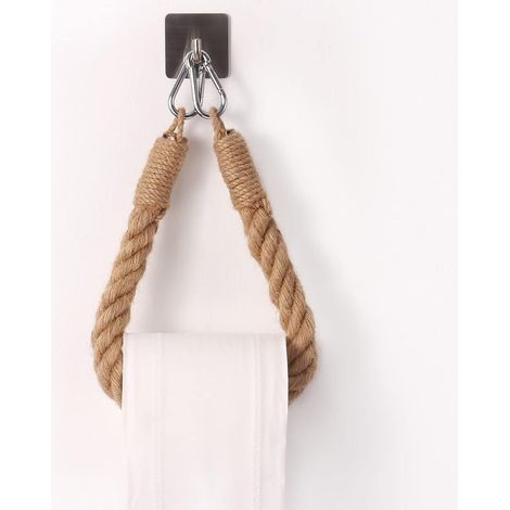 Toilettenpapierhalter, OYEFLY Handtuchhalter aus Hanfseil für Badezimmer und Küche, Badezimmerpapierhalter, Toilettenpapierhalter (Silber) (1/5)