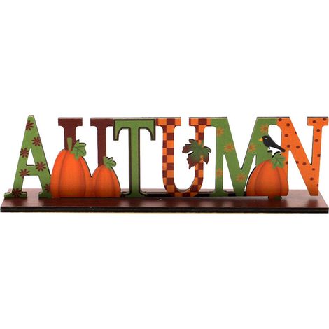 Panneau En Bois - AUTUMN - Décoration De Table Pour Fête Des Récoltes Et Thanksgiving - 25 x 7 x 4 cm - 1 Pièce (1/5)