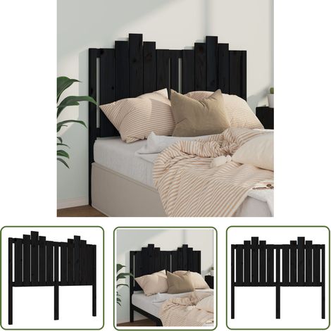 SKM Tête de lit Noir 126x4x110 cm Bois massif de pin (1/5)