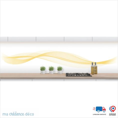 Crédence : Courbes 2 - Couleur Jaune Zinc - Alu composite - 120 - 60 (1/3)