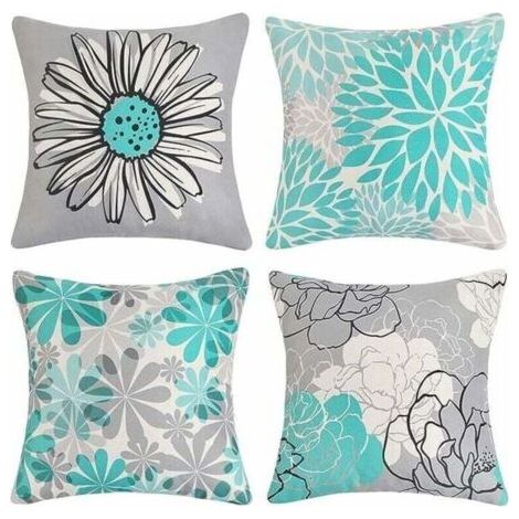 Debuns – Lot de 4 housses de coussin en lin synthétique 100 % polyester – Imperméables – 45 x 45 cm – Décoration pour salon, chambre, jardin