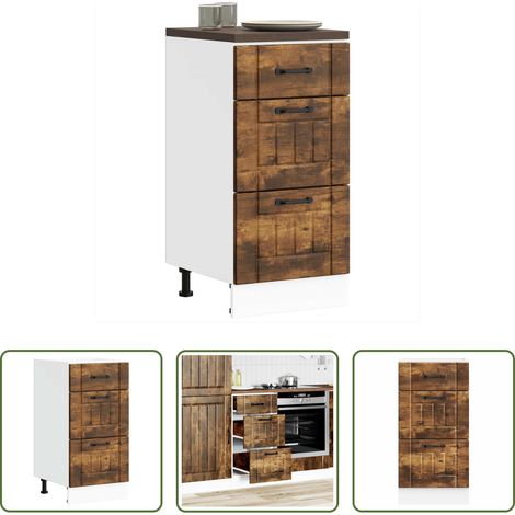 vidaXL Holzwerkstoff - Küchen-Unterschrank Lucca Räuchereiche Holzwerkstoff (1/5)