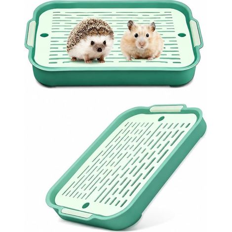 Bac Litiere Lapin, Bac à litière pour Chat ou Lapin-, Toilette pour L-apin, Litière La-pin pour Petits Animaux, Lapins, Cochons d'Inde (Petit - Vert) (1/5)