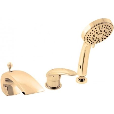 Mitigeur baignoire à cascade DUNAJ 3 trous avec inverseur laiton doré (1/5)