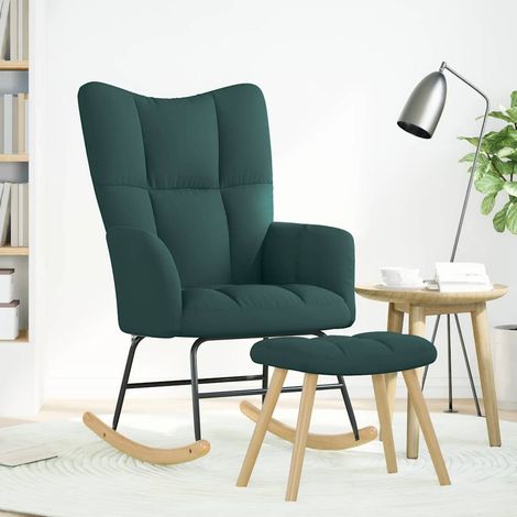 Chaise à bascule,Chaise de relaxation avec repose-pied Vert foncé Tissu CFW60552 (1/5)