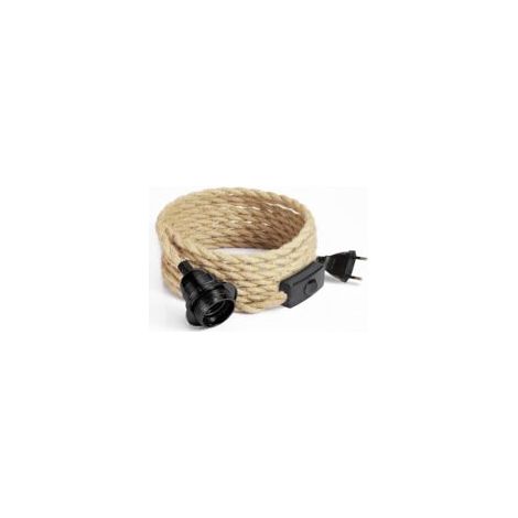 Câble électrique en lin 4,5m 2 conducteurs – Douille E27 avec interrupteur – Installation rapide et style rétro pour ampoules vintage (1/5)
