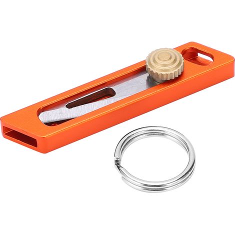 Mini couteau poussoir porte-clés boîte cutter rétractable orange découpoir colis courrier (1/4)
