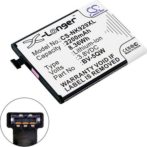 NX - Batterie téléphone, smartphone, GSM pour Nokia 3.8V 2200mAh - BV-5QW (1/2)