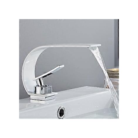 Wasserfall-Waschtischarmatur, moderne Kupferarmatur mit Kalt- und Warmwasseranschluss, geeignet für Bad und Waschbecken, Einhebel-Waschtischarmatur