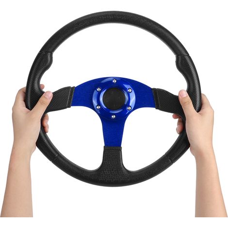 Volant sport de course 350 mm/14 pouces, jante profonde, fixation 6 boulons, accessoire universel modifié, bleu (1/5)
