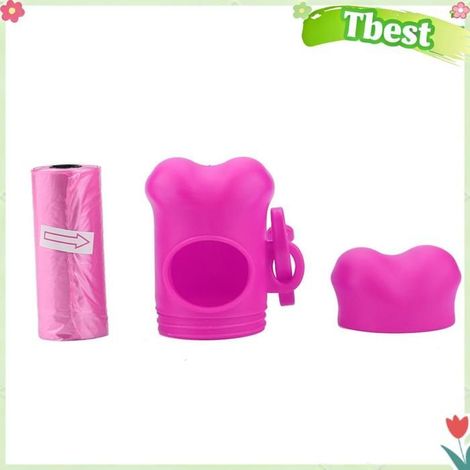 Tbest Sac à déchets Sacs poubelles propres en plastique pour chiens, 20 rouleaux, avec support animalerie hygiene Rose (1/5)