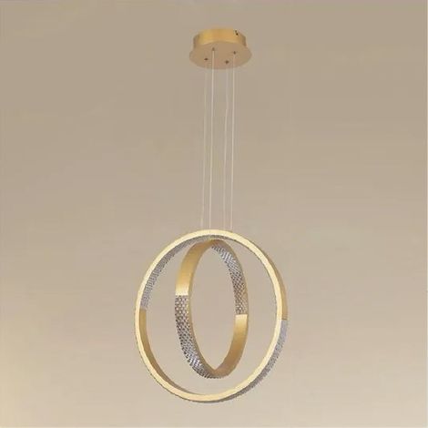 TrAdE Shop Traesio - Lampadario A Sospensione Led 64 W Circolare Effetto Cristallo Moderno Oro 32170 - (1/3)