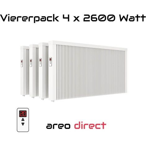 Elektroheizung Viererpack 4x 2600 Watt Flächenspeicherheizung areo direct - simples Thermostat - Appsteuerung ohne Zusatzhardware möglich von eVARMO (1/5)