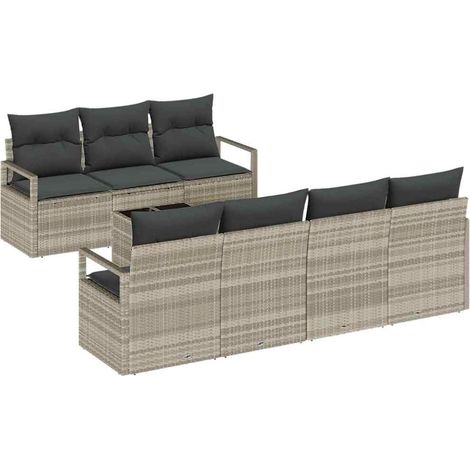 Maison Exclusive - Set di divani con cuscino 8 pcs Grigio chiaro polyrattan (1/5)