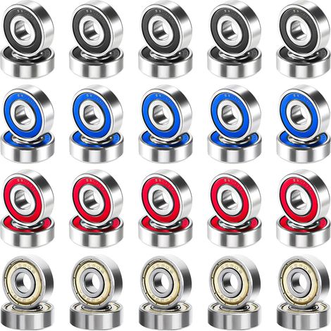 40 Pcs Roulement a Bille 8x22x7mm, Roulement 608 Roulement 608zz Bearing 608 2RS Miniatures à Gorge Profonde à Double Blindage en Métal pour Skateboards, Rollers, Rollers en Ligne (1/5)