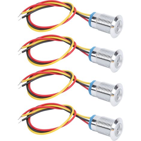 4 jeux de LED rondes précâblées étanches bicolores, électrode à anode commune 12 mm 3-6 V (rouge et jaune) (1/5)