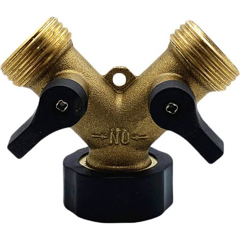 Vanne à boisseau laiton robinet jardin raccord Y deux voies séparateur tuyau d'arrosage (1/4)