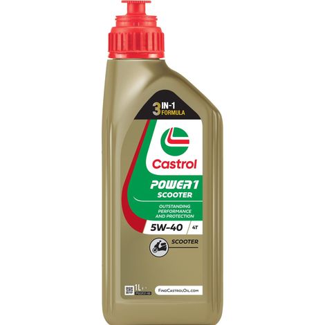 CASTROL Olio Lubrificante motore moto 4T Power 1 Scooter 5W40 1L Originale (1/2)