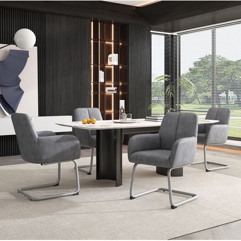 Chaise de salle à manger 4 pièces, fauteuil moderne minimaliste, gris HAVRYA (1/5)