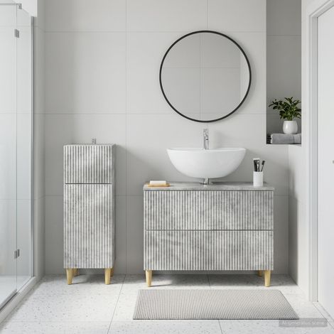 vidaXL 2 Piece Bathroom Cabinet Set ARNHEM Concrete Grey (1/5)