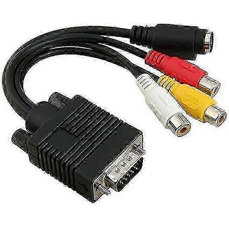 Câble convertisseur VGA vers S-Vidéo 3 RCA composite AV compatible avec les PC et ordinateurs portables du marché européen KFWHBYV (1/4)
