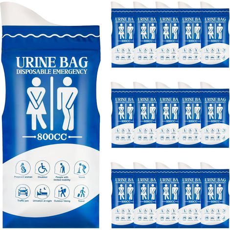 16 Pcs Disposable Urine Bags, 800ml Disposable Urine Bag, Female Urinal (1/5)