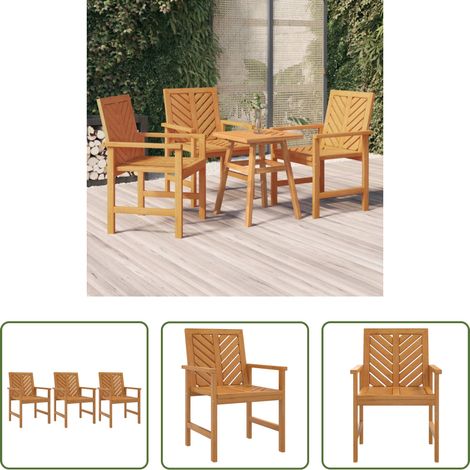 Akazienholz - Garten-Essstühle 3 Stk. Massivholz Akazie (1/5)