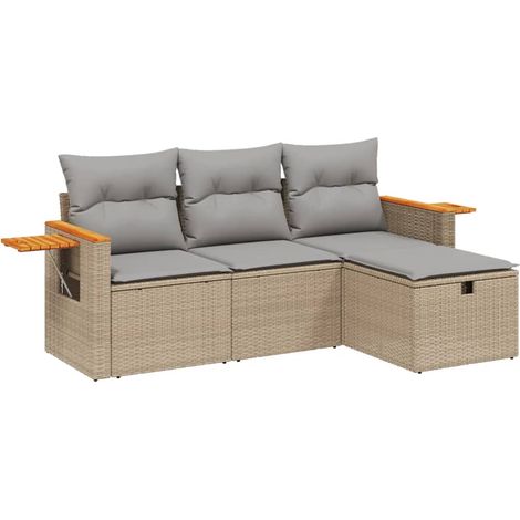 Maison Exclusive - Juego de sofás jardín con cojines beige mezcla (1/4)