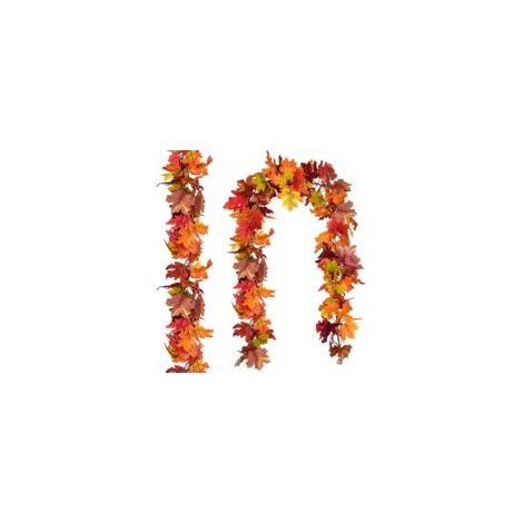 Guirlande de feuilles d'érable artificielles de 1,8 m pour décorations d’automne et de Thanksgiving, guirlande suspendue pour maison, mariage, Halloween et autres décorations de saison