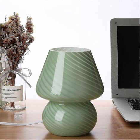Lampe champignon, lampe de chevet champignon en verre translucide style Murano vintage (1/5)