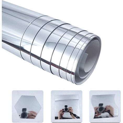 Espejo adhesivo, Adhesivos de pared con efecto espejo, Adhesivos espejo, Sin vidrio, Autoadhesivo, Espejos adhesivos, Adhesivo, 50x100cm, 0.2 mm (1/5)