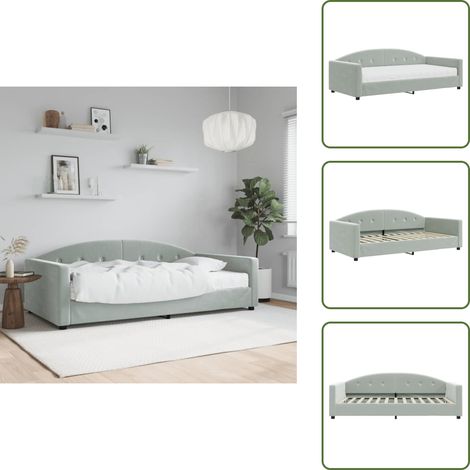 The Living Store Tagesbett mit Matratze Hellgrau 100x200 cm Samt - Schlafsofa (1/5)