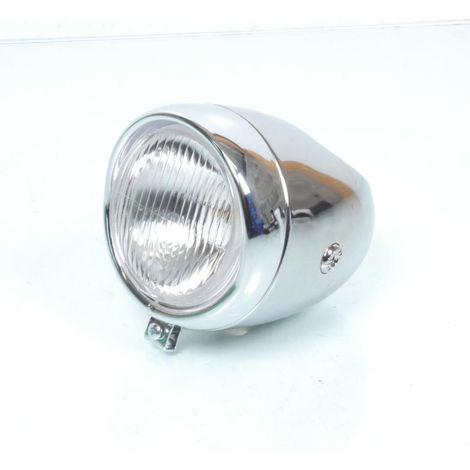 Phare optique avant rond chrome obus Ø130 avec trou compteur Ø60