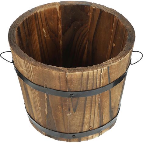 Tonneau en bois durable, idéal pour le rangement et le jardinage.