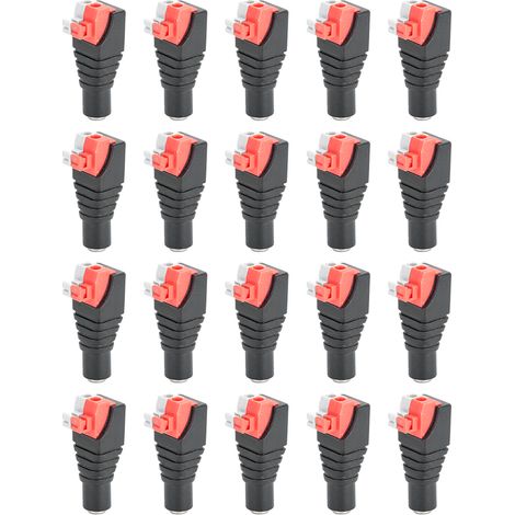 20 connecteurs d'alimentation CC plaqués or avec adaptateur de pression femelle (1/5)