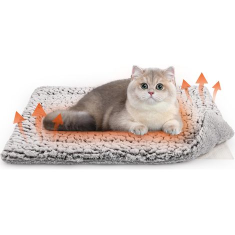 Tapis Auto-Chauffant pour Chat 70 x 48 cm, Coussin Chauffante Pour Animaux Couverture Antidérapante Douce et Moelleuse, Chaud Lit Chat pour Intérieur et Extérieur, Lavable (1/5)