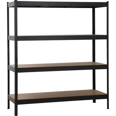 SCHULTE Regalwelt Rayonnage charges lourdes XXL avec 4 tablettes en MDF, 180x160x60 cm (HxlxP), 250 kg de charge par tablette, noir