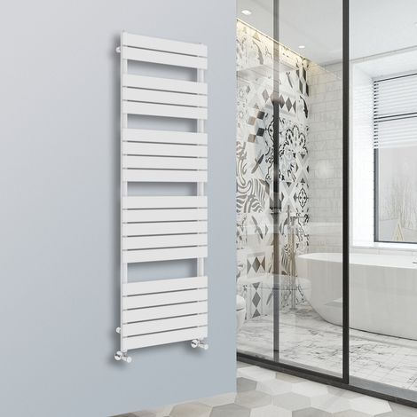 Flat Panel Heated Towel Rail Bathroom Rad Radiator White 1800x600mm