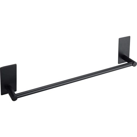 Porte-serviette, Porte serviette salle bain, Porte-serviettes en acier inoxydable 304 unipolaire cuisine et salle de bain support sans clous pâte cuisine et salle de bain pendentif(noir,22CM) (1/5)