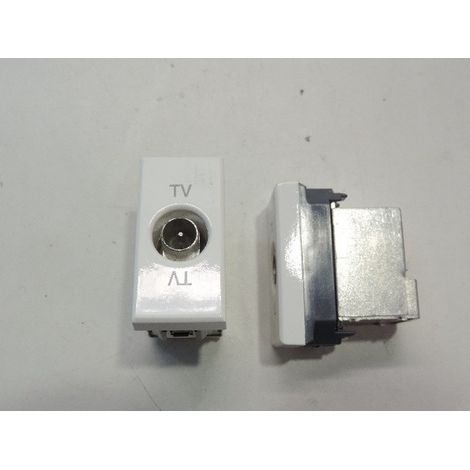 Prise tv simple blanche 1 module mâle Ø 9.52mm (24929) AXOLUTE BTICINO HD4202D