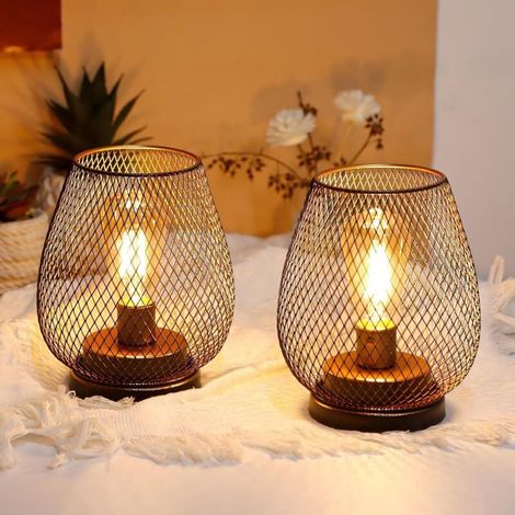 Set aus 2 batteriebetriebenen, kabellosen, LED-beleuchteten Metallkäfigen, ideal für Hochzeiten, Partys, Gartenveranstaltungen, drinnen und draußen
