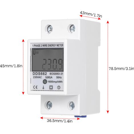 Compteur d'énergie monophasé AC 230 V sans rétro-éclairage DDS662 (1/5)
