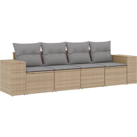 vidaXL Juego de sofás jardín con cojines 4 pzas ratán sintético beige (1/2)