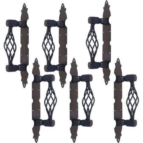 Lot de 6 poignées noires, poignées de porte robustes, poignée de porte pour portails et meubles - Format : 26 x 4.7 cm (1/4)